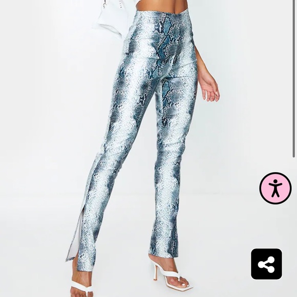 Grey Snake Skin Print Split Hem Pants - Picture 5 of 5